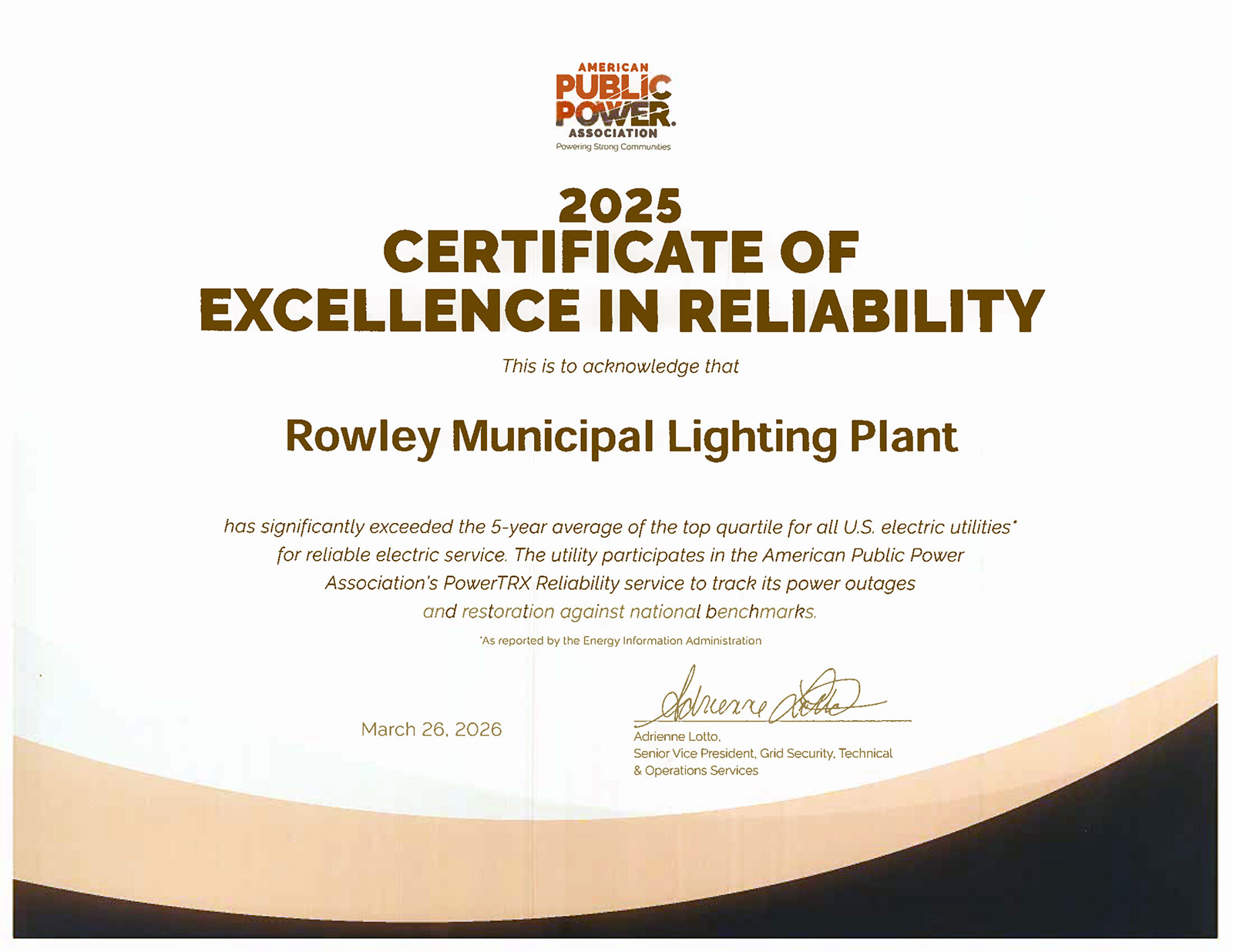 APPA Mutual Aid Award certificate graphic